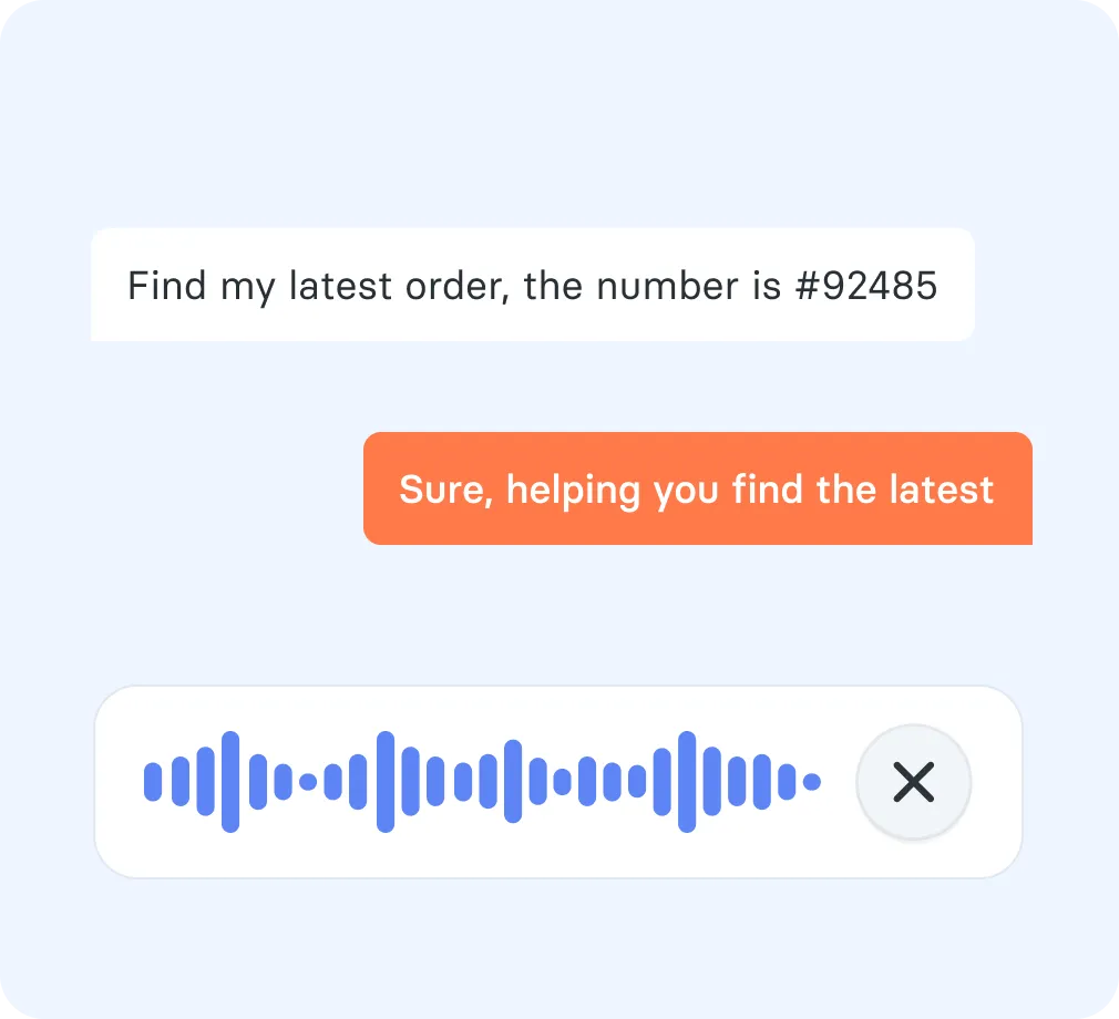 Ask by voice: transcript mirrors the audio.